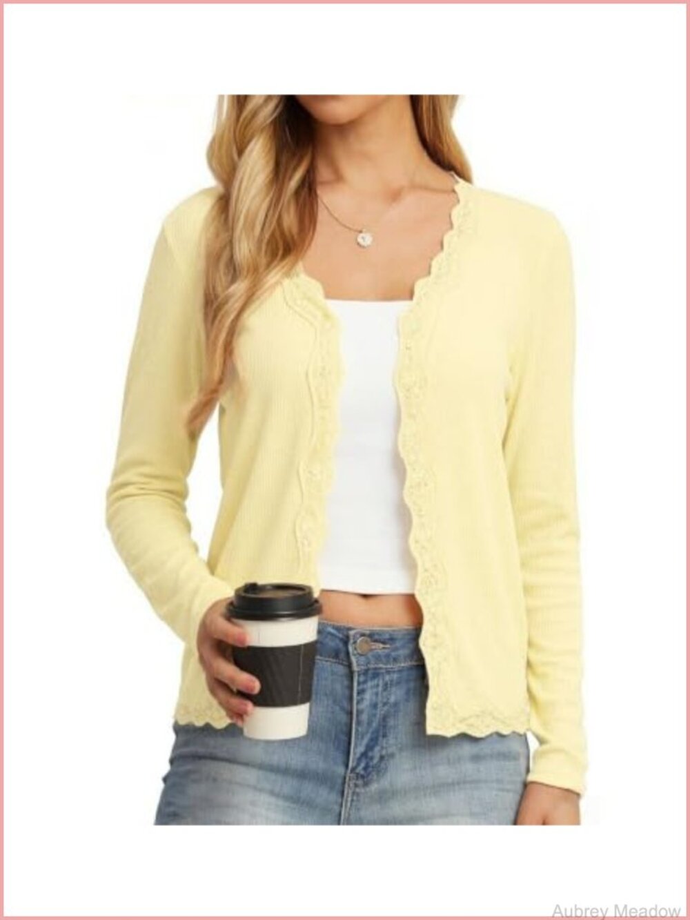 Lace Cardigan Button Down Cropped V Neck Lightweight Layering